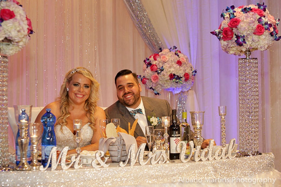 Personalized Mr & Mrs Last Name Wedding Table Sign Customized Party Decoration 