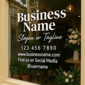 Business Logo Sign for Store Window, Logo Decal, Business Hours Sign, Window Decal, Logo Window Decal Custom Sign, Decal for Storefront
