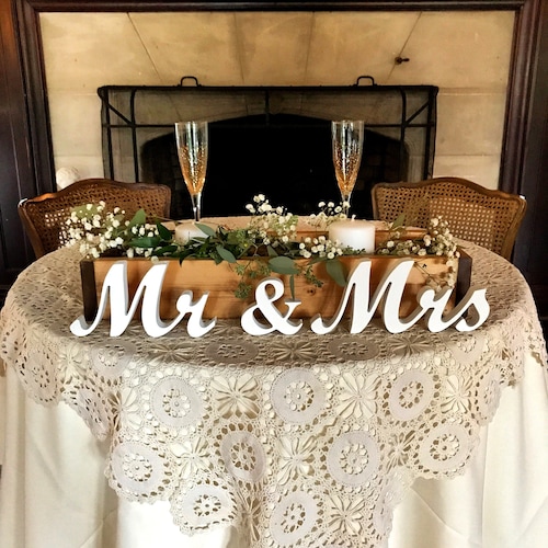 Lettres En Bois Mr & Mrs à Paillettes Dorées - Décoration Table Mariage Romantique Et Accessoire Photo