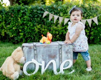 Letrero "ONE" para primer cumpleaños, accesorio de madera con el número 1 para fotos, decoración para sesión de fotos de cumpleaños de bebé, decoración de fondo para cumpleaños de bebé