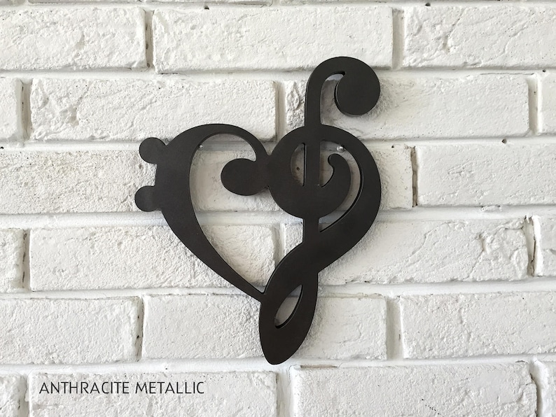 Al Wood Sign Treble Clef And Bass Heart Wall Decor Gift Rustic Note Home