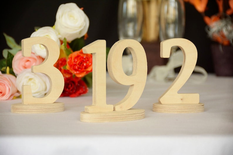 Wood Table Numbers, Set Table numbers, Table numbers, Wedding table sign, Wedding table number, Wedding table numbers set image 2