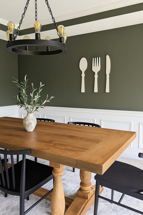 Rustic Kitchen Utensil Wall Decor: Wooden Spoon, Fork & Knife