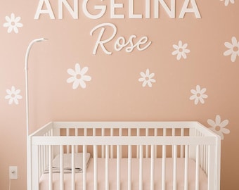 Custom Wooden Baby Name Sign – First & Middle Name Nursery Decor – Personalized Baby Name – Nursery Wall Name – Baby Name Wall Sign