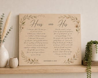 Voti nuziali personalizzati su legno, regali per lui e per lei, promemoria delle promesse nuziali, regalo di anniversario per la coppia, regalo di nozze personalizzato