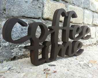 coffee sign home decor COFFEE TIME wood script wood sign wooden letter kitchen sign shabby chic  wall decor art  letters cottage style gift