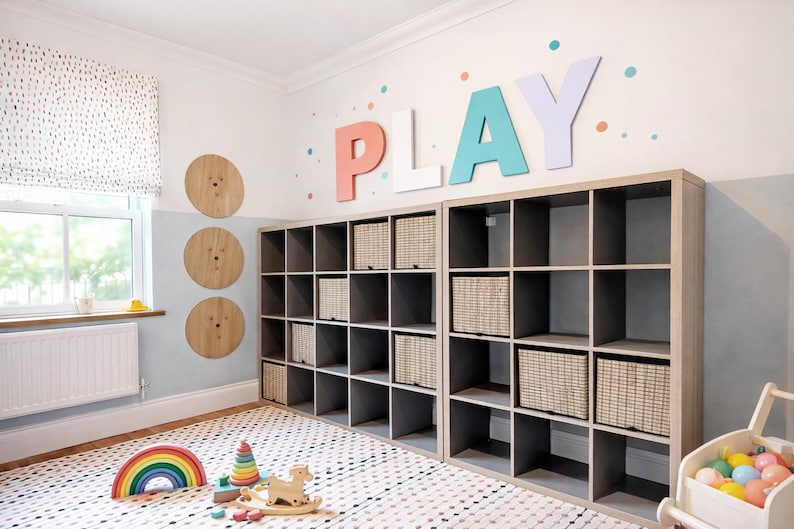 Large Wood PLAY Sign, Nursery Playroom Wall Decor image 1