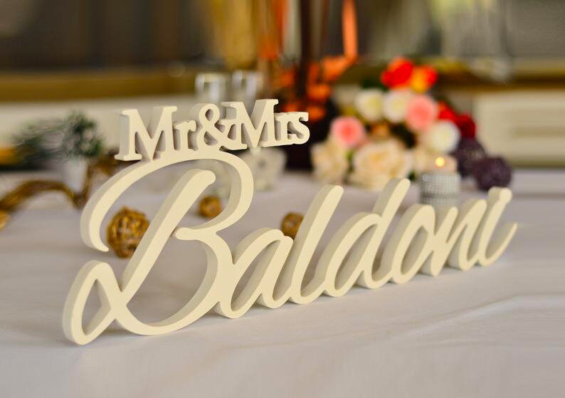 Mr and Mrs Last NAME sign for Wedding top table Wedding Sign Etsy