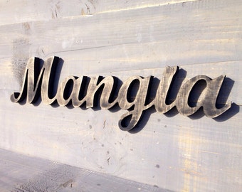 Letrero rústico hecho a mano para cocina italiana 'Mangia', decoración de casa de campo