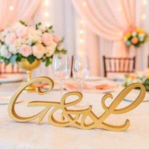 Letrero de iniciales de boda personalizado, decoración de monograma de madera independiente, letrero de mesa personalizado para boda, mesa de novios, regalo para pareja