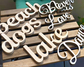 Custom Birch Plywood Word Sign, Freestanding Personalized Name