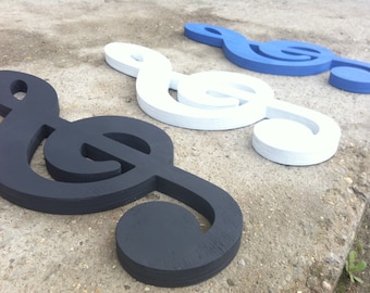 Opmerking Solsleutel teken muur decor, muziek kunst teken, rustieke primitieve teken muur opknoping, home decor muziek teken