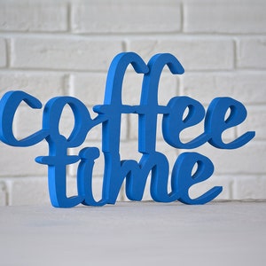 coffee sign home decor COFFEE TIME wood script wood sign wooden letter kitchen sign shabby chic wall decor art letters cottage style gift imagem 3