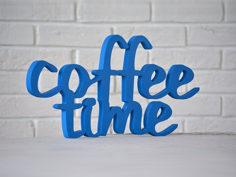 coffee sign home decor COFFEE TIME wood script wood sign wooden letter kitchen sign shabby chic wall decor art letters cottage style gift imagem 3