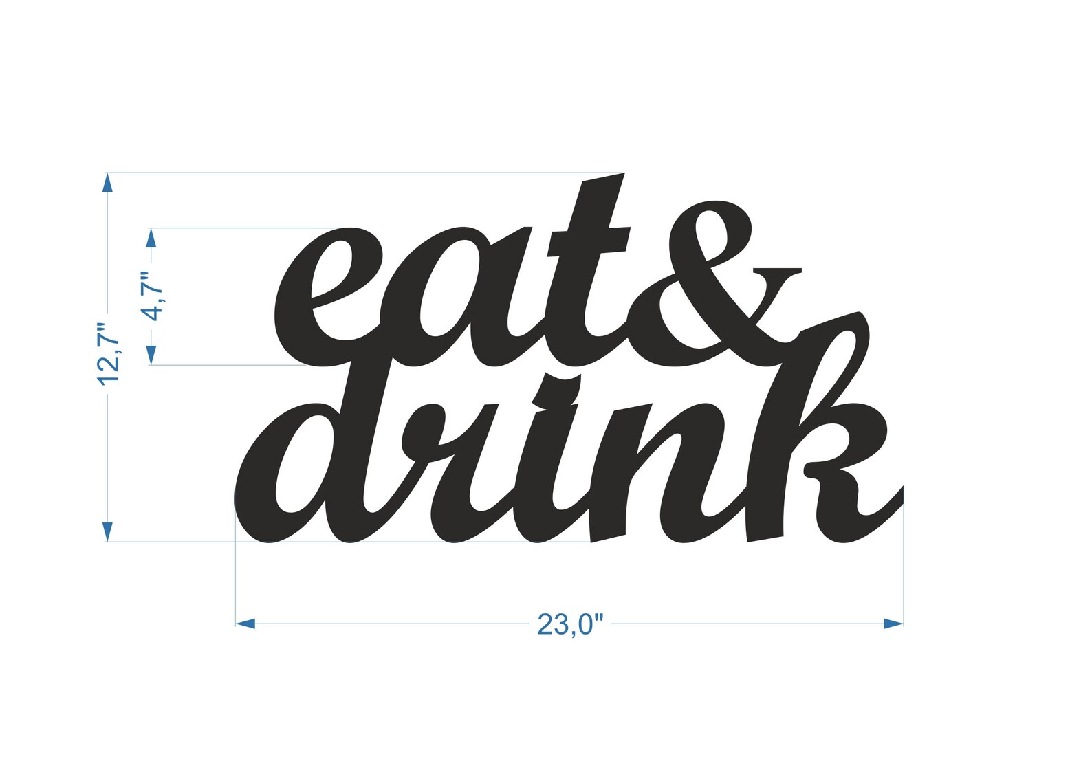 Wood sign eat & drink PAINTED in anthracite black metallic. Etsy