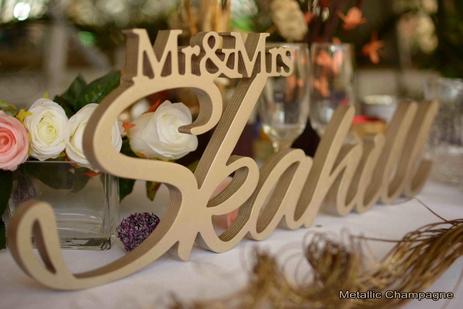 Elegant Mr & Mrs Family Last Name Sign Personalized family | Etsy