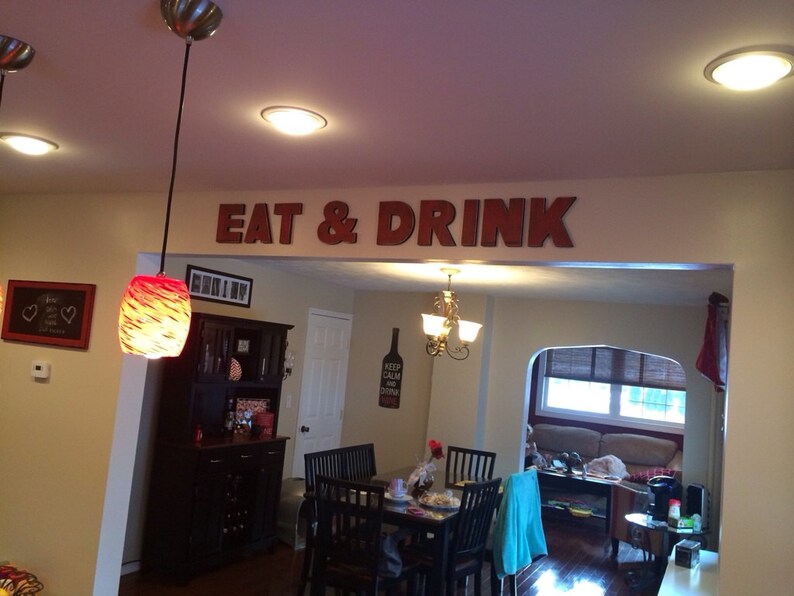 Kitchen Decor Wall Hanging EAT & DRINK. Bar Decor Kitchen Etsy