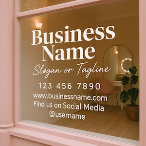 Window Decal, Logo Decal, Company Logo Decal, Business Name Decal, Window Door Sticker, Business Hours Sign Vinyl, Storefront Sign Decal