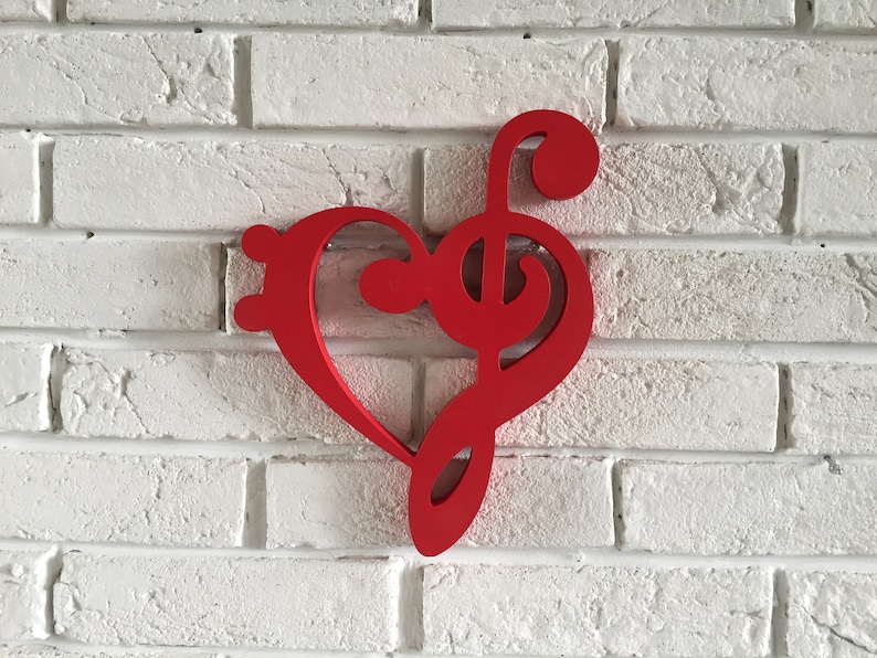 Al Wooden Sign Decoration Treble Clef And Bass Heart Wall Decor Home Gift Room