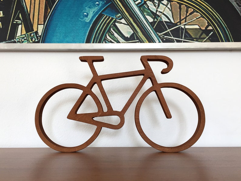 Plywood bike sign stand up bicycle perfect for shelf decor Etsy
