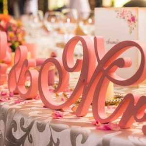 Gatsby style, Art deco wedding signs Mr. & Mrs. , wooden letters wedding table decoration, freestanding Mr and Mrs signs sweetheart table image 5