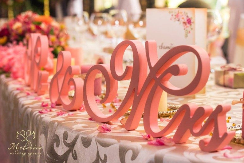 Gatsby style, Art deco wedding signs Mr. & Mrs. , wooden letters wedding table decoration, freestanding Mr and Mrs signs sweetheart table image 5