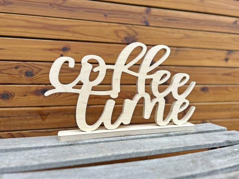 coffee sign home decor COFFEE TIME wood script wood sign wooden letter kitchen sign shabby chic wall decor art letters cottage style gift imagem 1