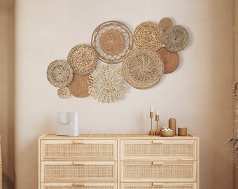 Rattan Ivory Sun Boho Korb Wand Dekor Set - 11 Teilig für Bauernhaus & Modern