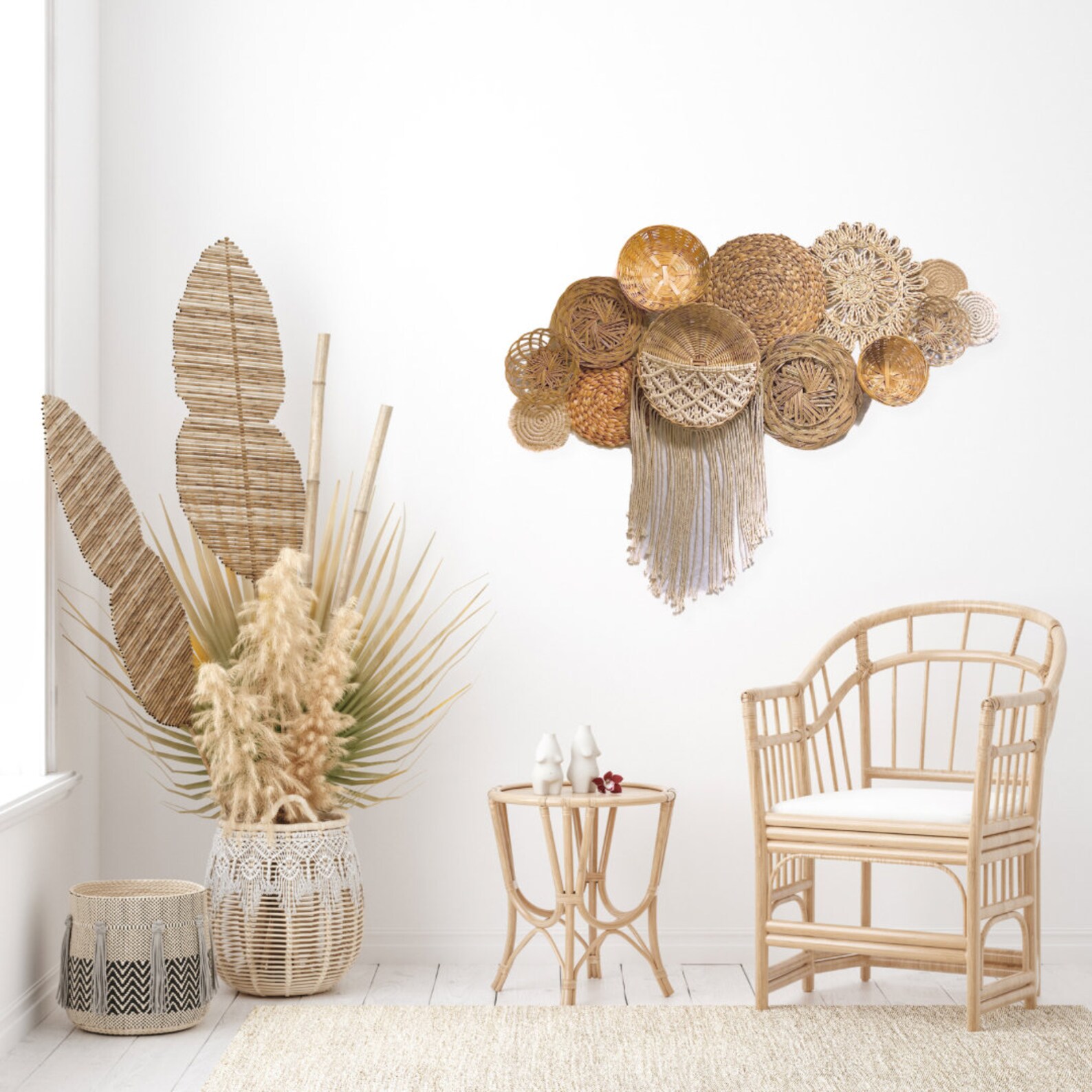 Macrame Ivory Boho Basket Wall Decor - Set of 13 Bohemian Art Pieces - Etsy