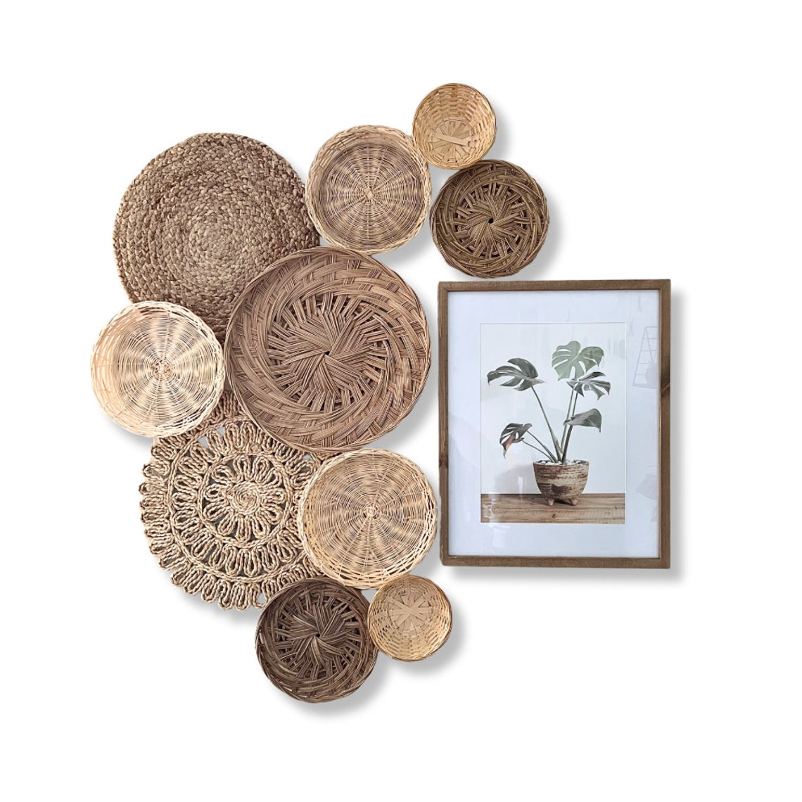 Boho Bohemian Basket Wall Decor Ivory Brown- Set of 10 - Etsy
