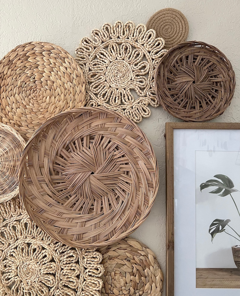 Boho Bohemian Basket Wall Decor Set of 10 Baskets Wall Art Etsy