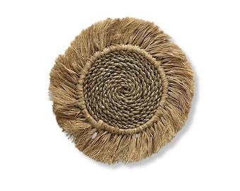 10-Inch Frayed Tan Boho Basket Wall Art Decor