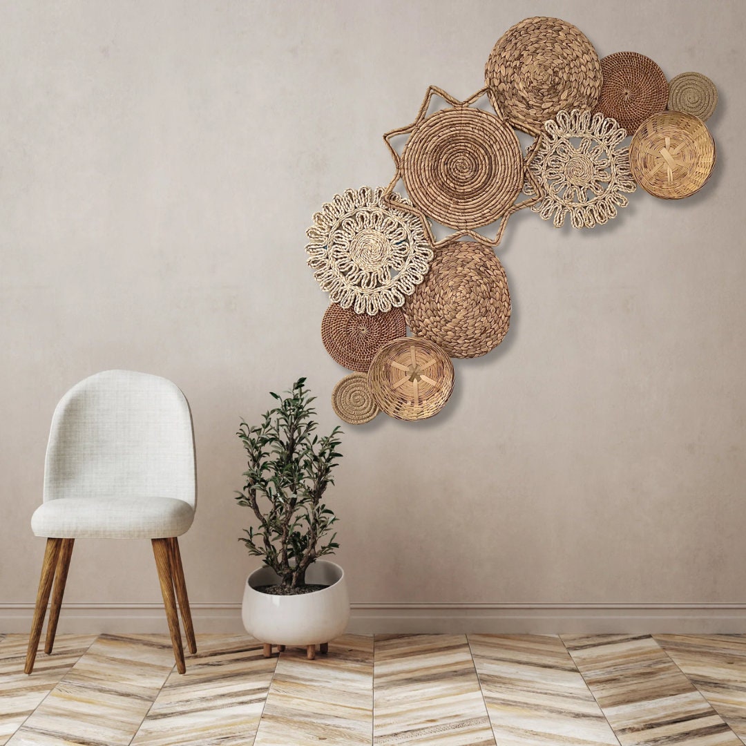 Boho Basket Wall Set - 11 Pieces for Stylish Decor for Living Room ...