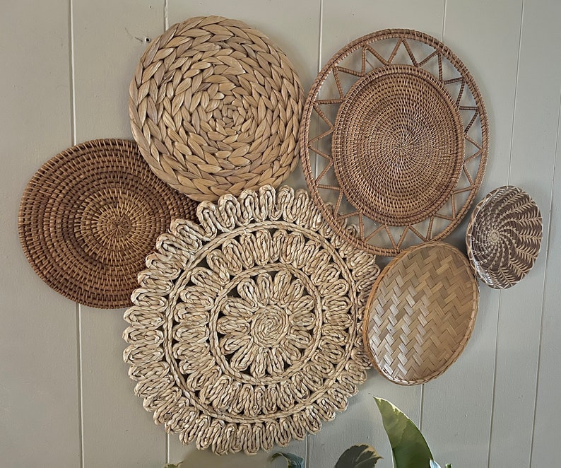 Sunburst Boho Bohemian Basket Wall Decor, Set of 6 Baskets image 5