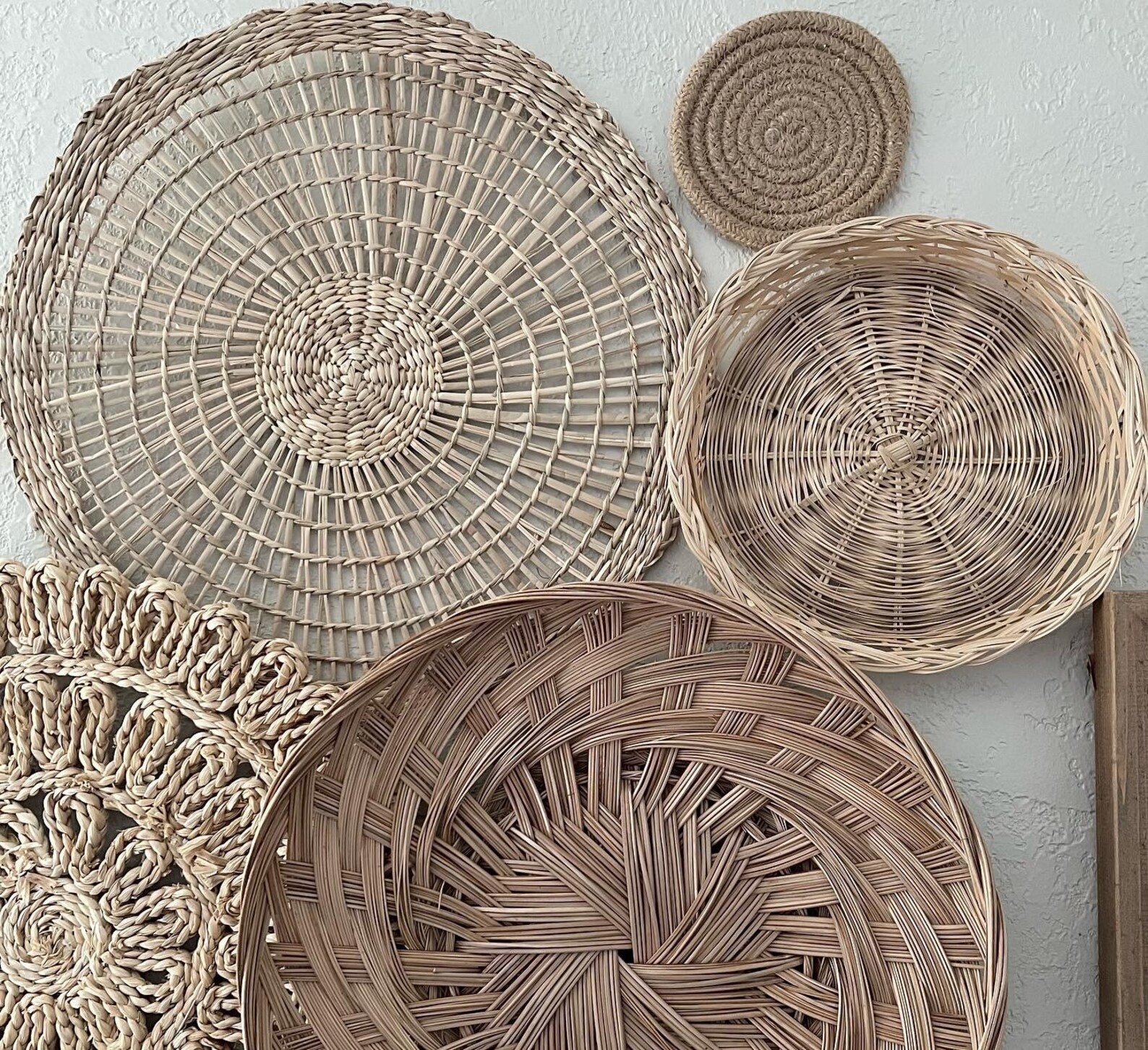 Neutral Boho Bohemian Wicker Basket Wall Decor Set of 8 Etsy