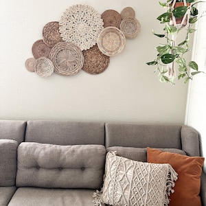 11-piece Ivory Boho Basket Wall Decor Set – Handwoven Bohemian Baskets ...