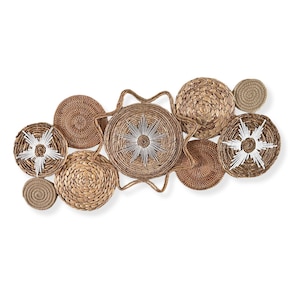 White Star Sun Wicker Boho Basket Wall Decor - 9 Pieces