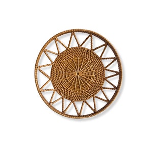 Boho Rust Rattan Sun Basket - 10&quot; Wall Piece
