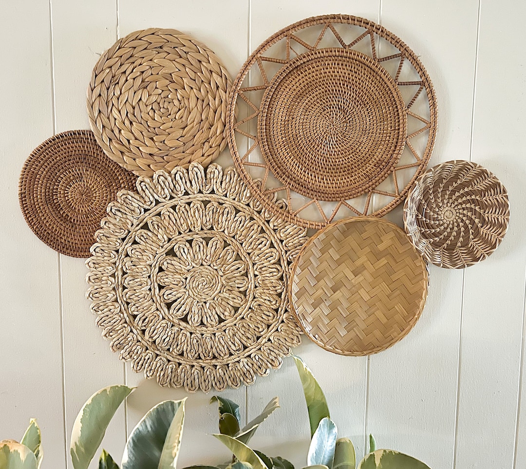 Sunburst Boho Bohemian Basket Wall Decor, Set of 6 Baskets Etsy