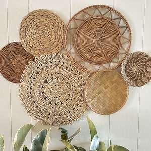 Sunburst Boho Bohemian Basket Wall Decor, Set of 6 Baskets