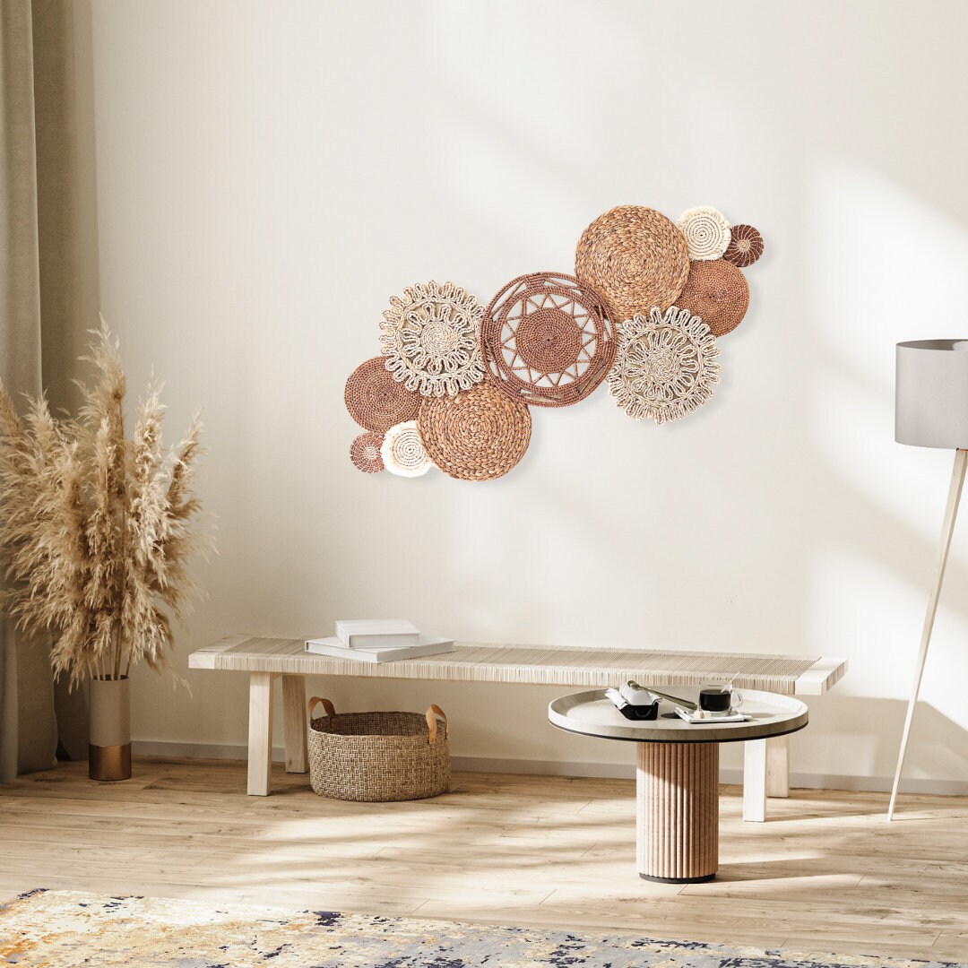 Rust Ivory Sun Boho Bohemian Basket Wall Decor - Set of 11 Baskets - Etsy