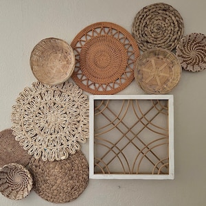 Boho Bohemian Wall Basket Set - 9 Pieces for Modern Home