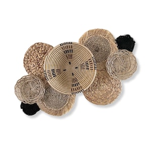 Handwoven African Basket Wall Decor Set: Boho Wicker Art
