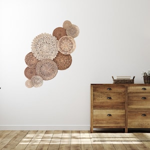 11-piece Ivory Boho Basket Wall Decor Set – Handwoven Bohemian Baskets ...