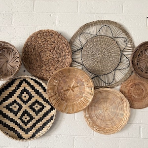 bohemian boho basket wall arrangement, set of 8 baskets