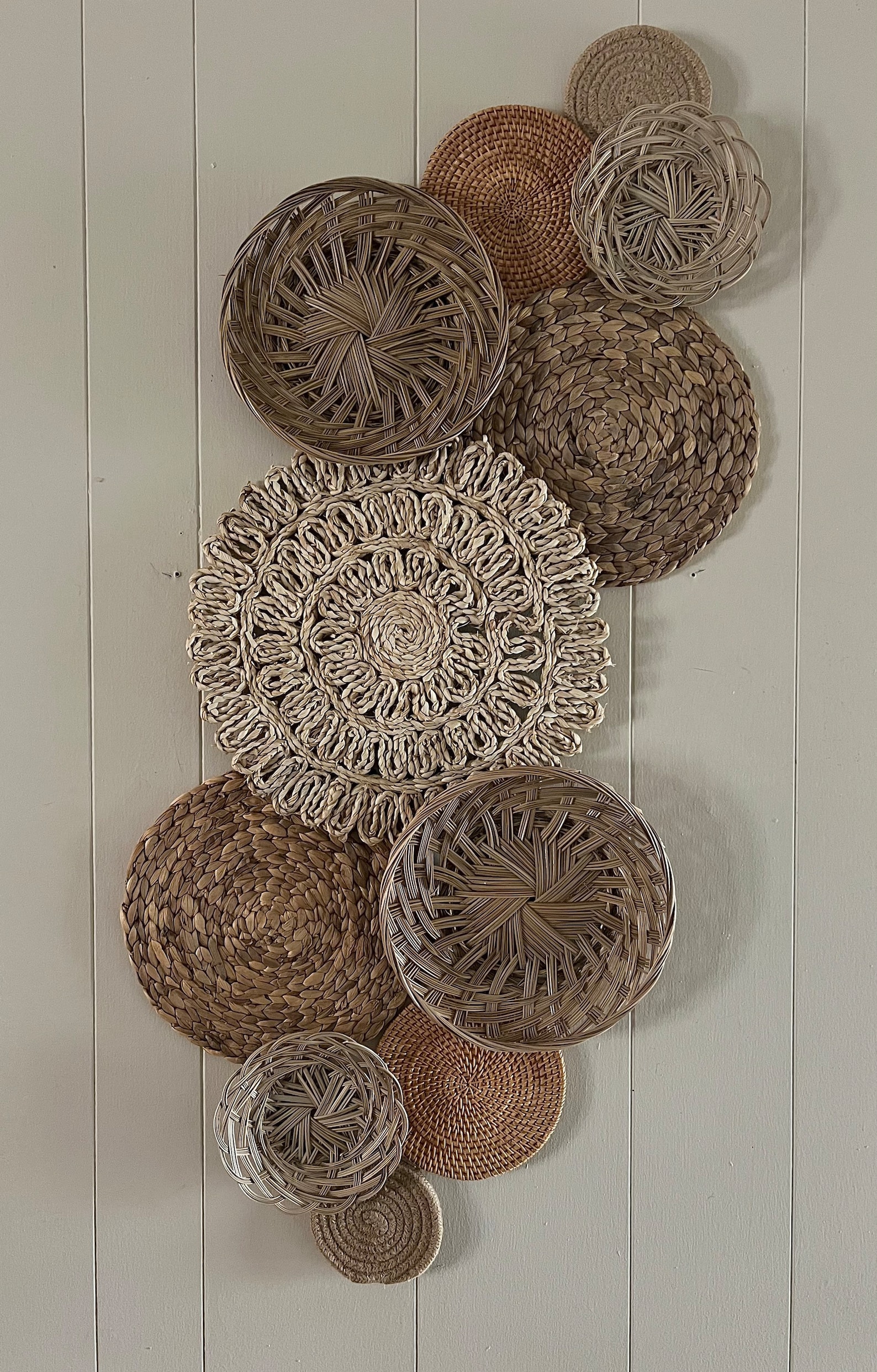 Boho Bohemian Ivory Wicker Basket Wall Art Decor - Set of 11 Baskets - Etsy