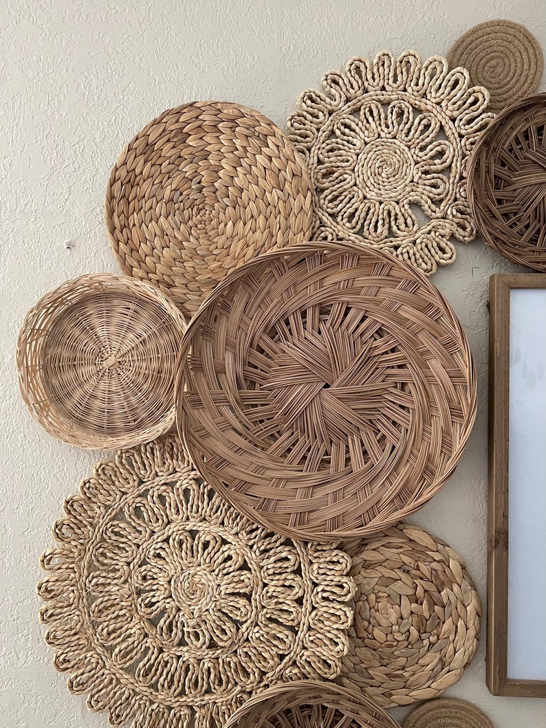 Boho Bohemian Basket Wall Decor Set of 10 Baskets Wall Art Etsy