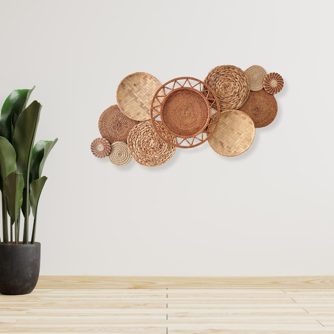 Picture Idea: 11 Piece Sunburst Boho Basket Wall Decor Set Rust Tones