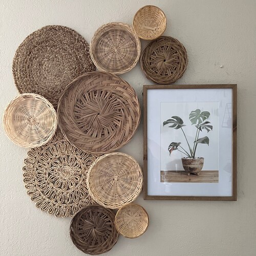 Boho Bohemian Basket Wall Decor Set of 10 Baskets Wall Etsy