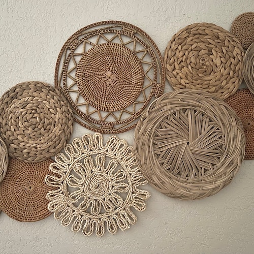 Boho Bohemian Basket Wall Decor Set of 10 Baskets Wall Art Etsy